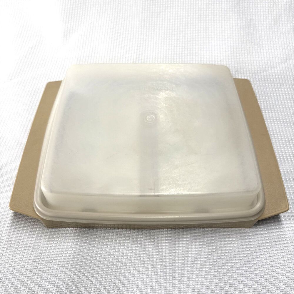 Vintage Tupperware Deviled Egg Keeper 723-3 Carrier Tray Container Almond Tray